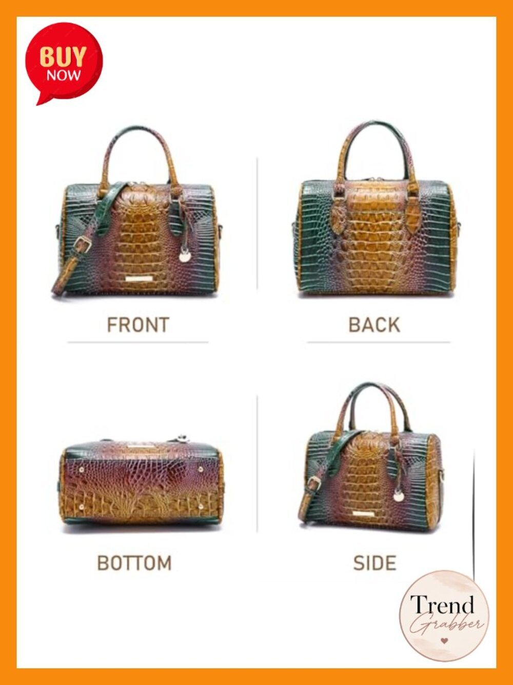 Vegan Leather Crocodile-Embossed Tote Bag Crossbody Purse - Picture 2 of 4